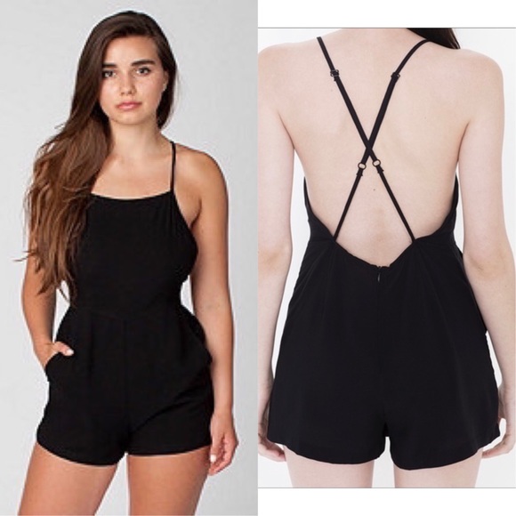American Apparel Pants - American Apparel black crossback romper